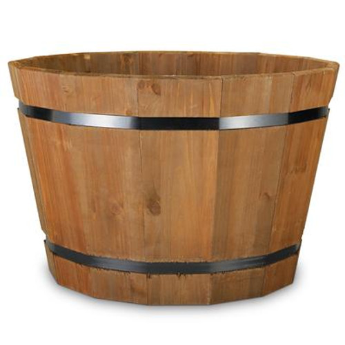 Wooden Barrel Planter - 23 Inch