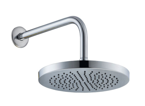 10 Inch Round Showerhead With 12 Inch Stainless Steel Arm & Flange In Chrome