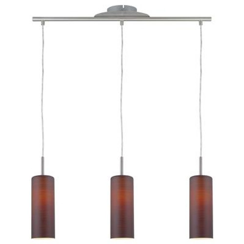 Brown Sugar Suspended 3 Light Matte Nickel Finish With Wiped Brown Glass