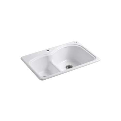 Woodfield(TM) Smart Divide(R) Self-Rimming Kitchen Sink With Medium/Large Basins And Two-Hole Faucet Drilling