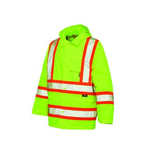 Hi-Vis Rain Jacket With Safety Stripes Yellow/Green Medium