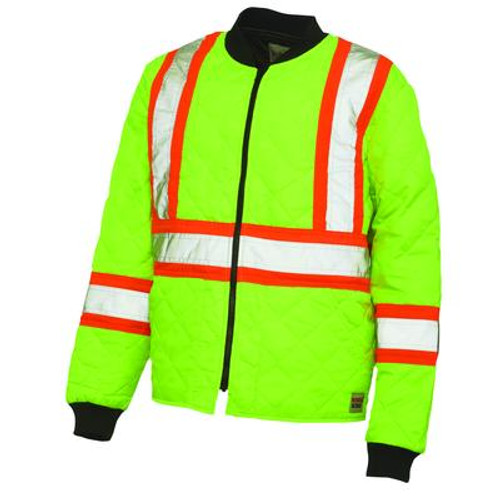 Quilted Safety Jacket With Stripes Yellow/Green 2X Large