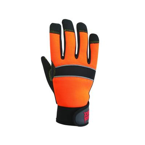 Hi-Vis Glove With Grip Palm Orange/Black Large