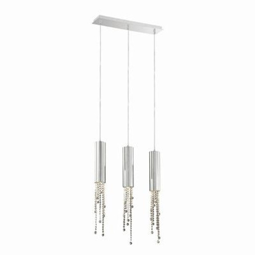 Groove Collection 3 Light Chrome Pendant