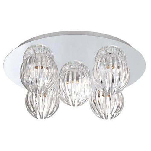 Cosmo Collection 5 Light Chrome & Clear Flushmount