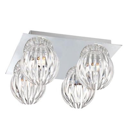 Cosmo Collection 4 Light Chrome & Clear Flushmount