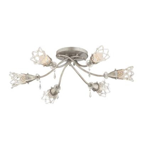 Mara Collection 6 Light Antique Silver Semi Flushmount