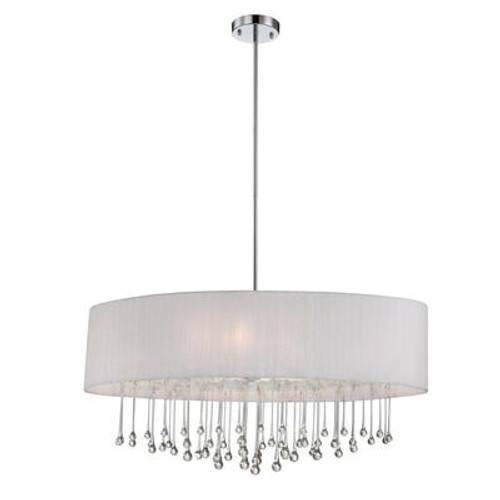 Penchant Collection 6 Light Chrome & White Oval Pendant