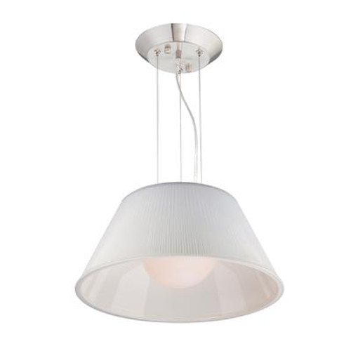 Ribo Collection 1 Light Large Chrome & White Pendant