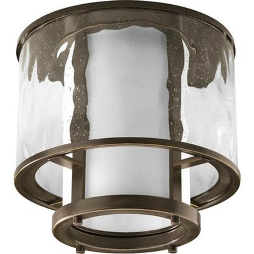 Bay Court Collection Antique Bronze 1-light Outdoor Flushmount