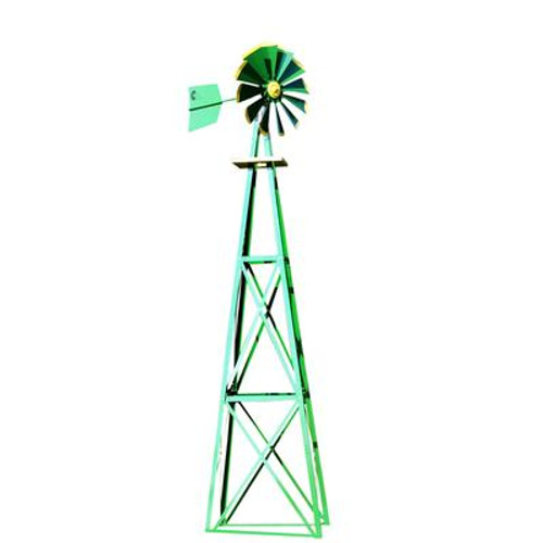 Green and Yellow Powder Coated Backyard Windmill - Large