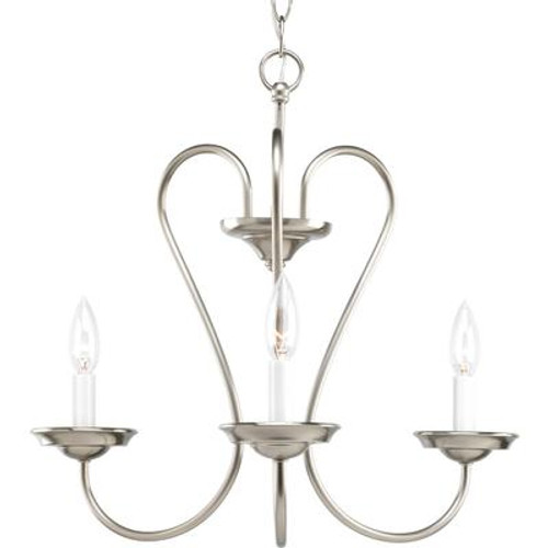 Heart Collection Brushed Nickel 3-light Chandelier