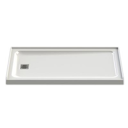 White Olympia Base 60 Inch x 32 Inch - Left Hand Square Drain