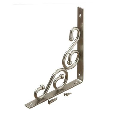 7 Inch X8 Inch  Satin Nickel Dec Bracket Scroll