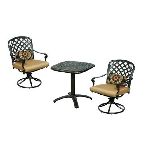 3pc MILLSTONE Swivel Bistro Set with Seat Pads