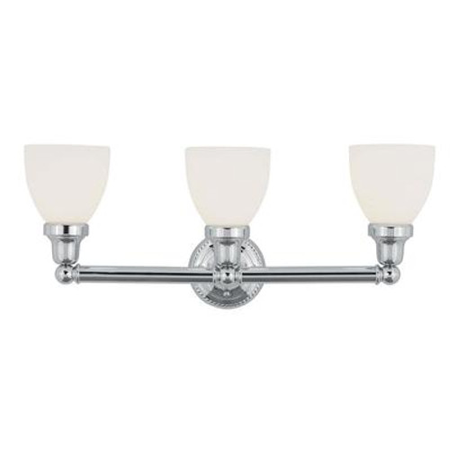 Providence 3 Light Chrome Incandescent Bath Vanity with Satin Glass