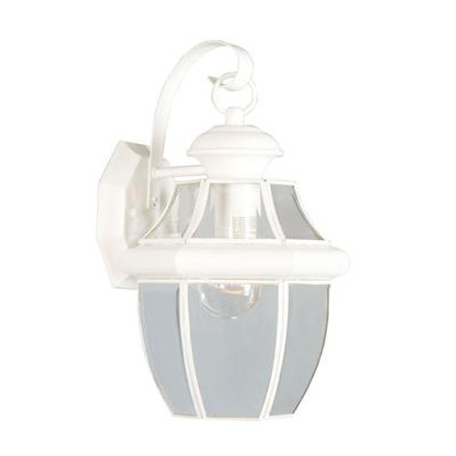 Providence 1 Light White Incandescent Wall Lantern with Clear Beveled Glass