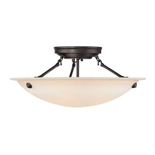 Providence 3 Light Bronze Incandescent Semi Flush Mount with Honey Alabaster Glass