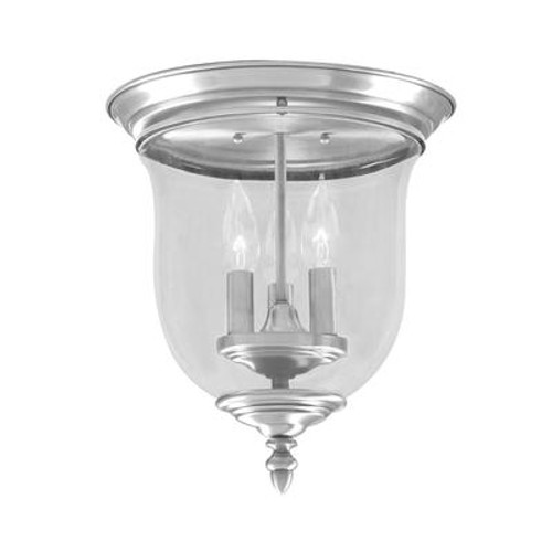 Providence 3 Light Brushed Nickel Incandescent Semi Flush Mountwith Clear Glass