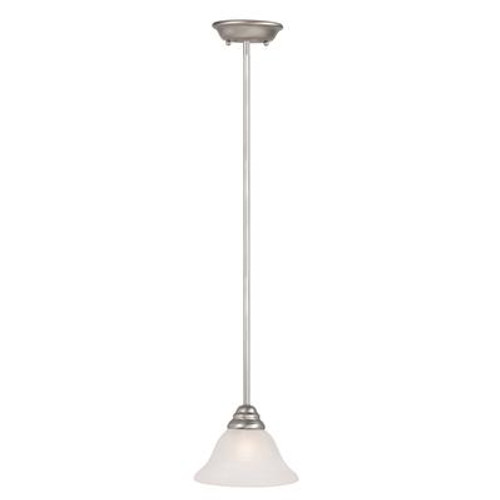 Providence 1 Light Brushed Nickel Incandescent Mini Pendant with White Alabaster Glass