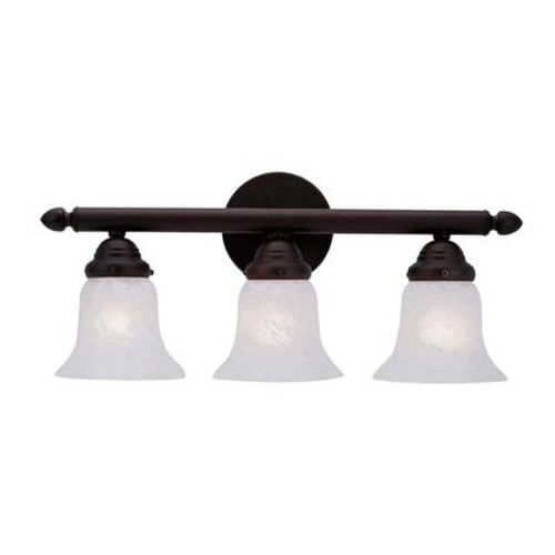 Providence 3 Light Bronze Incandescent Bath Vanity with White Alabaster Glass