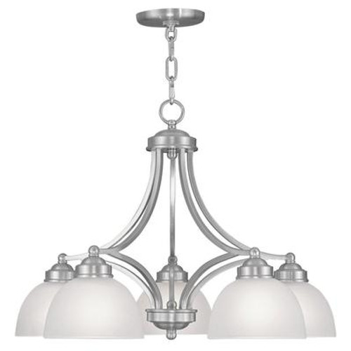 Providence 5 Light Brushed Nickel Incandescent Chandelier with Satin Glass