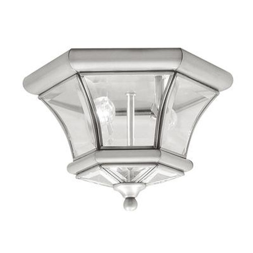 Providence 2 Light Brushed Nickel Incandescent Semi Flush Mountwith Clear Beveled Glass