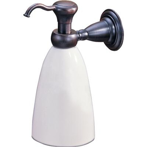 Victorian Wall-Mount Brass and Plastic Soap Dispenser in Venetian Bronze