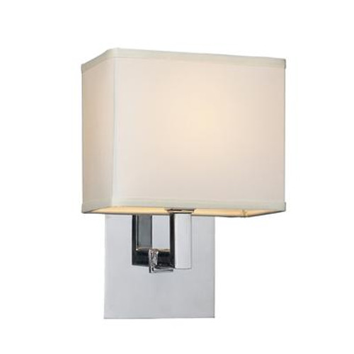 Contemporary Beauty 1 Light Sconce with Off-white Fabric shade Glass and Polished Chorme Finish
