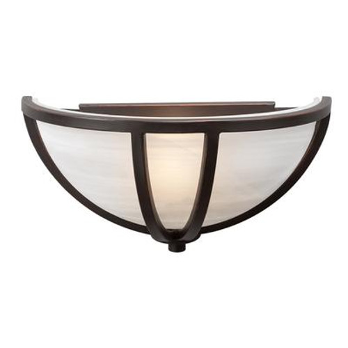 Contemporary Beauty 1 Light Sconce with Marbleized Glass and Oil Rubbed Bronze Finish