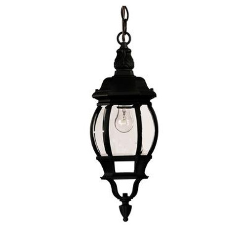 Satin 1 Light Black Incandescent Outdoor Hanging Lantern With Clear Glass