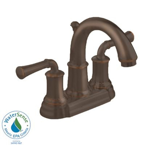 Portsmouth 4 Inch 2-Handle High-Arc Bathroom Faucet with Speed Connect Drain in Oil Rubbed Bronze