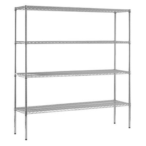 4-Shelf 86 Inch H x 72 Inch W x 18 Inch D Heavy Duty NSF Certified Chrome Wire Shelving