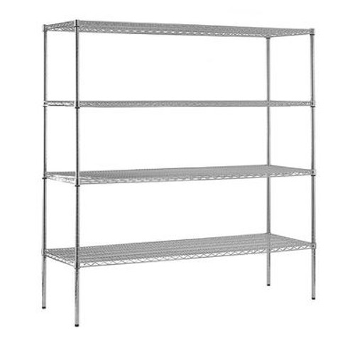 4-Shelf 86 Inch H x 72 Inch W x 24 Inch D Heavy Duty NSF Certified Chrome Wire Shelving