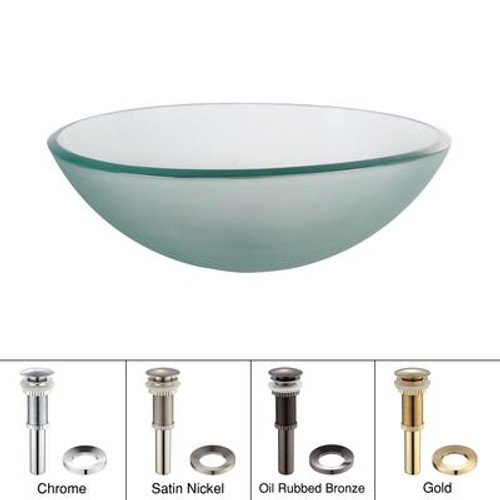 Frosted Glass Vessel Sink with PU-MR Gold