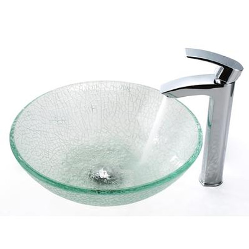 Mosaic Glass Vessel Sink and Visio Faucet Chrome