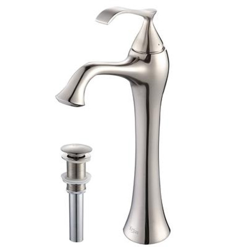 Ventus Single Lever Vessel Faucet with Pop Up Drain Brushed Nickel