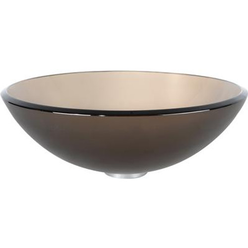 Frosted Brown Glass Vessel Sink with PU-MR Chrome