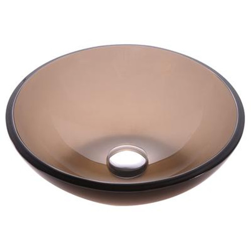 Clear Brown 14 Inch Glass Vessel Sink with PU-MR Oil Rubbed Bronze