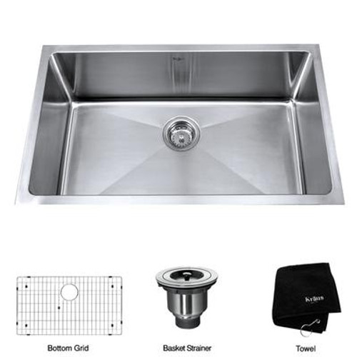 32 Inch Undermount Single Bowl 16 gauge Stainless Steel Kitchen Sink