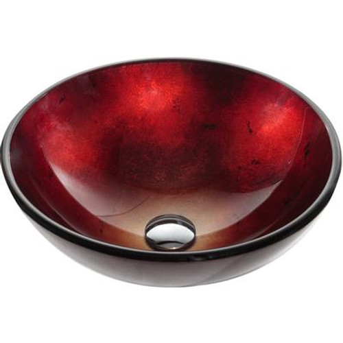 Irruption Red Glass Vessel Sink with PU-MR Gold