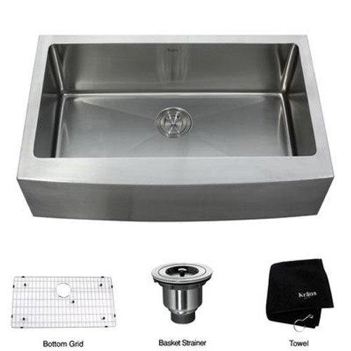 33 Inch Farmhouse Apron Single Bowl 16 gauge Stainless Steel Kitchen Sink