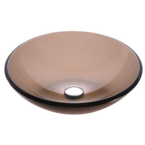 Clear Brown Glass Vessel Sink with PU-MR Oil Rubbed Bronze