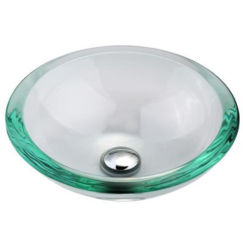 Clear 34mm edge Glass Vessel Sink with PU-MR Chrome