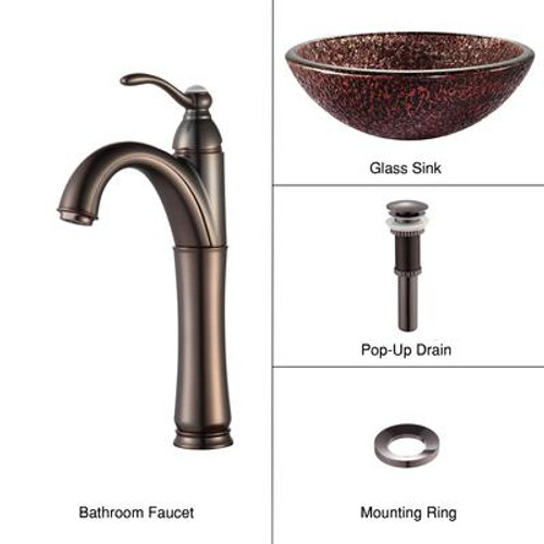 Venus Glass Vessel Sink and Riviera Faucet Oil Rubbed Bronze