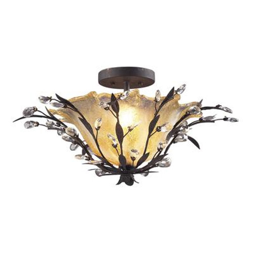 2-Light Ceiling Mount Deep Rust Semi Flush