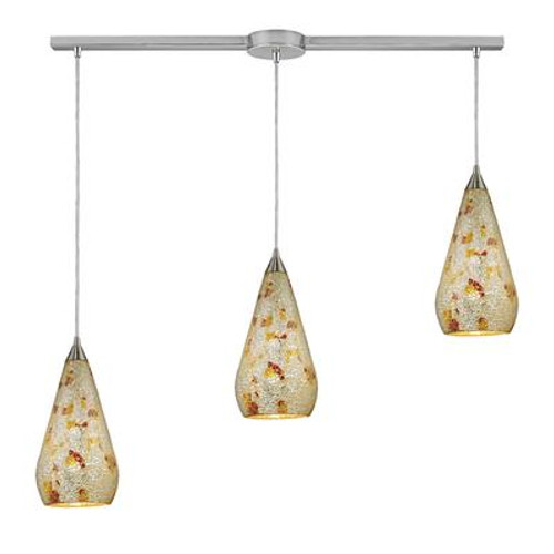 3-Light Ceiling Mount Satin Nickel Linear Pendant