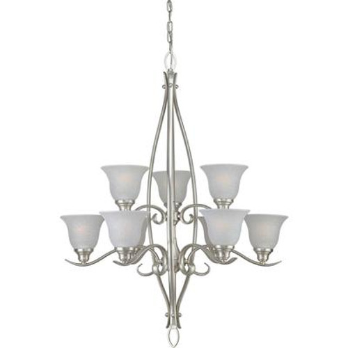 Burton 9 Light Ceiling Brushed Nickel  Incandescent Chandelier