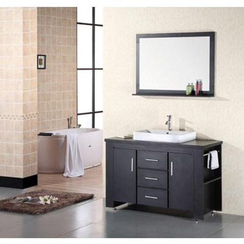 Washington 48 Inches Vanity in Espresso with Wood Vanity Top in Espresso and Mirror (Faucet not included)