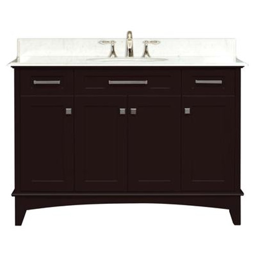 Manhattan 48 Inches Vanity in Dark Espresso with Marble Vanity Top in Carrara White (Faucet not included)